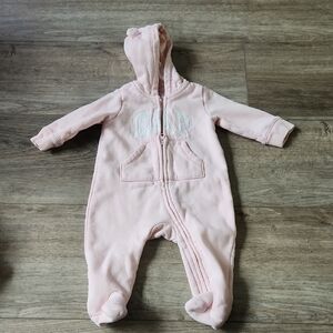 GAP Light Pink Hooded Baby Footed One-Piece